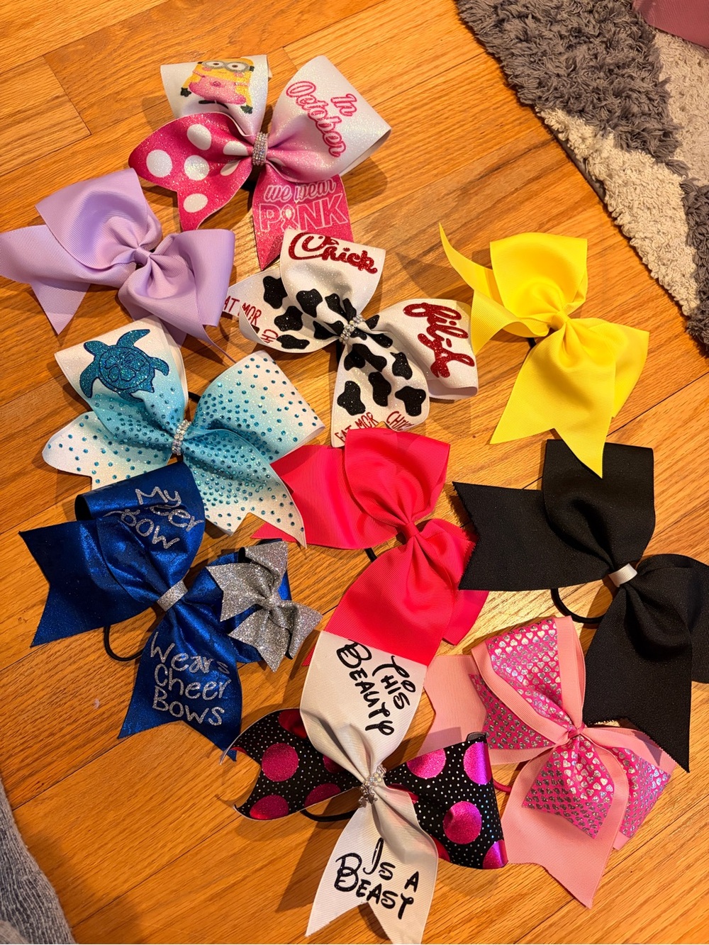 Assorted Cheer Bows - Pink, Black, Yellow, Blue & More